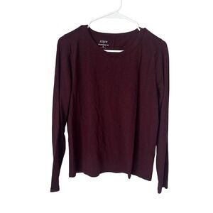J.Crew Girlfriend Tee Long Sleeve Burgundy Slub Cotton Crew Neck Top Small